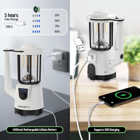 Rechargeable Flashlight Lantern 2-in-1 LED Handheld Flashlight with Lantern and Spotlight Modes - Perfect for Power Outages, Camping, Hiking, Emergency, and Home Use in Saudi Arabia