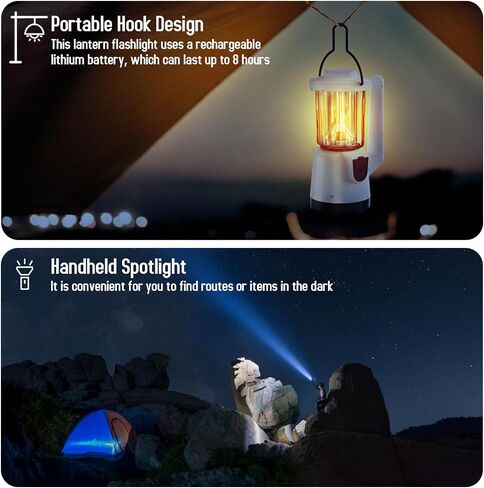 Rechargeable Flashlight Lantern 2-in-1 LED Handheld Flashlight with Lantern and Spotlight Modes - Perfect for Power Outages, Camping, Hiking, Emergency, and Home Use in Saudi Arabia