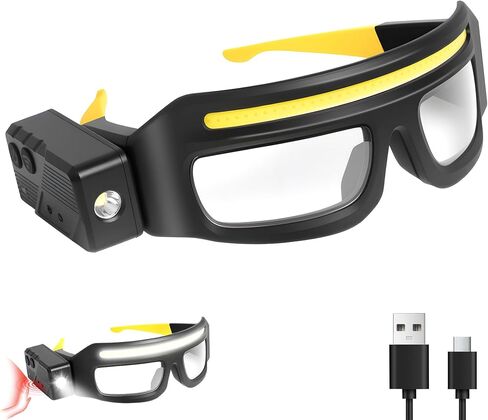 LED Rechargeable Headlight Glasses with Motion Sensor & Touch Control 5 Modes USB C Light Up Glasses Lighted Eyewear in Kuwait