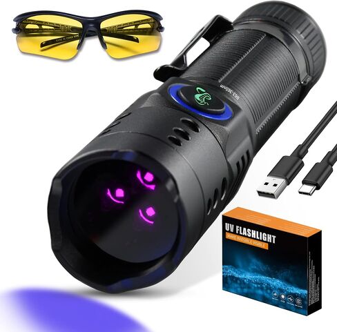DARKBEAM UV Light Flashlight 365nm Filtered Blacklight Woods lamp 20W 3 LED in Kuwait