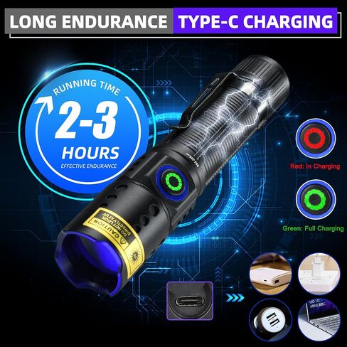 DARKBEAM UV Light Flashlight 365nm Filtered Blacklight Woods lamp 20W 3 LED in Kuwait