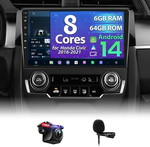 Upgrade 8 Core 6G+64G Android 14 Car Radio for Honda Civic 2016-2021 in Kuwait