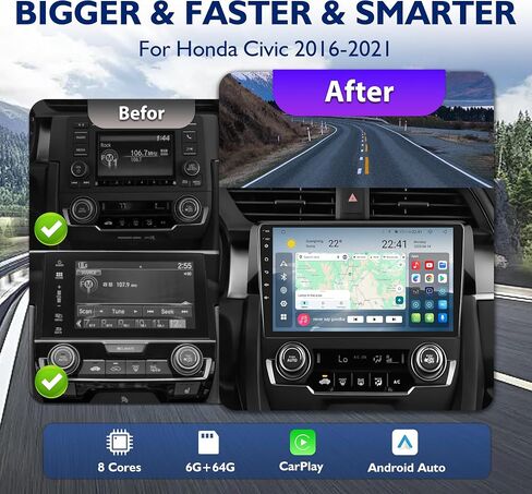 Upgrade 8 Core 6G+64G Android 14 Car Radio for Honda Civic 2016-2021 in Kuwait