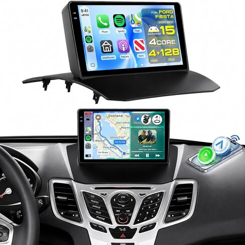 4G+64G Car Radio Stereo for Ford Fiesta 2009-2016 Upgrade, 9" 1280P,4 Core IPS Android 15 5G WiFi Touchscreen Radio with DSP Wireless Carplay Android Auto Bluetooth 5.0 GPS WiFi FM/RDS SWC Backup Cam in Kuwait