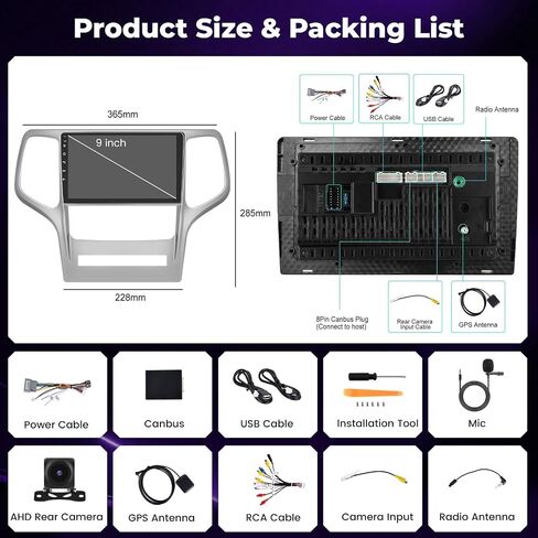 4+64G 9'' Android 15 Car Stereo for Jeep Grand Cherokee 2008-2013 in Kuwait