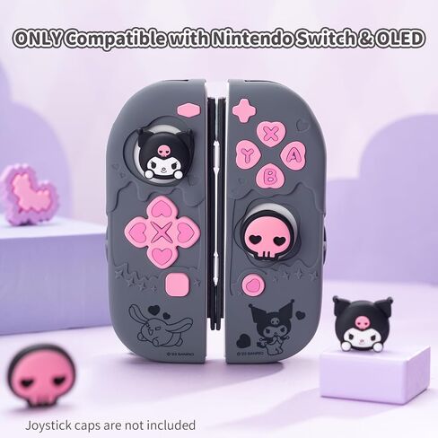 Kuitmor Silicone Protective Shell Compatible with Joy con of Switch 2017/OLED, Soft Silicone Cover Case, Anti-Scratch Protective Case for Switch 1/OLED Controllers (Black Kuromi) in Saudi Arabia