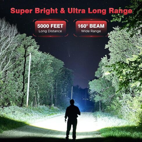 Sogidon Rechargeable Flashlights 1,500,000L High Lumens 2 Packs, LED Super Bright Strong Powerful Handheld Flash Lights with 6 Light Modes, COB Side Light, Zoomable Beam for Outdoor Emergency Home in Kuwait