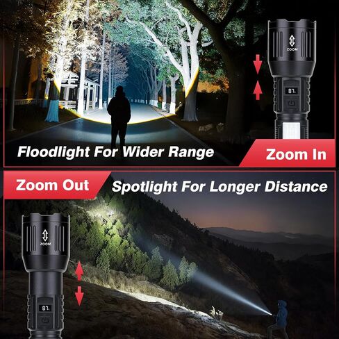 Sogidon Rechargeable Flashlights 1,500,000L High Lumens 2 Packs, LED Super Bright Strong Powerful Handheld Flash Lights with 6 Light Modes, COB Side Light, Zoomable Beam for Outdoor Emergency Home in Kuwait
