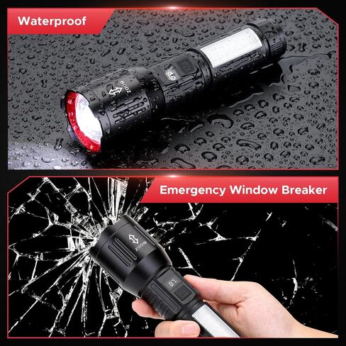 Sogidon Rechargeable Flashlights 1,500,000L High Lumens 2 Packs, LED Super Bright Strong Powerful Handheld Flash Lights with 6 Light Modes, COB Side Light, Zoomable Beam for Outdoor Emergency Home in Kuwait