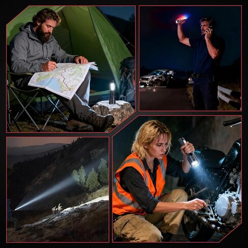 Sogidon Rechargeable Flashlights 1,500,000L High Lumens 2 Packs, LED Super Bright Strong Powerful Handheld Flash Lights with 6 Light Modes, COB Side Light, Zoomable Beam for Outdoor Emergency Home in Kuwait
