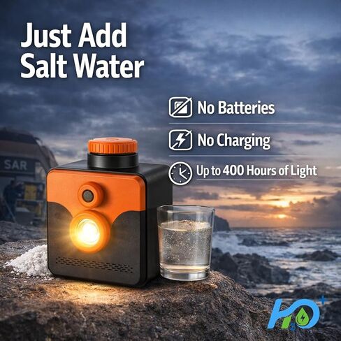 Salt Water Camping Lantern - No Batteries Needed, 400H Emergency Light Powered by Saltwater for Power Outages, Hurricane Supplies & Emergency Preparedness, IP67 Waterproof in Kuwait