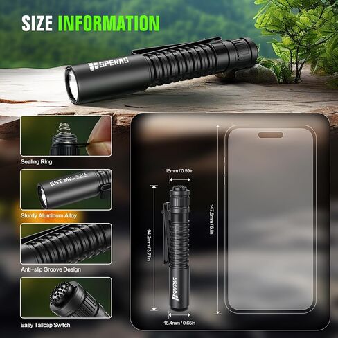 Speras EST MIC Pocket EDC Flashlight, 700 Lumens, IP68 Waterproof, 3 Modes in Kuwait