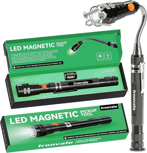 Magnetic Pickup Tool, 3 LED Telescoping Flashlight, Gifts for Men, Black in Kuwait