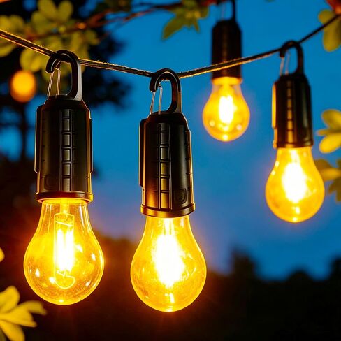 8 Pcs Solar Camping Lights, 3 Modes Hanging Lamp & Solar Rechargeable Bulb, Indoor Portable Lanterns, Dusk to Down for Outdoor Camping Backpacking, Emergency,Decoration in Kuwait