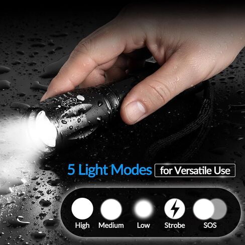 VTech Tactical 2pack LED Flashlight High Lumens - Mini Flashlights for Camping, Hiking, Walking - Powerful Emergency Flashlights with 5 Modes for Outdoor Use - Bright Flashlight with Zoomable Beam in Kuwait