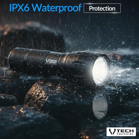 VTech Tactical 2pack LED Flashlight High Lumens - Mini Flashlights for Camping, Hiking, Walking - Powerful Emergency Flashlights with 5 Modes for Outdoor Use - Bright Flashlight with Zoomable Beam in Kuwait