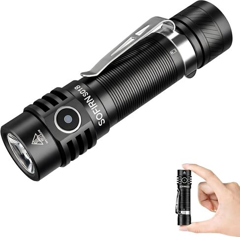sofirn SC18 Rechargeable Flashlight 1800 High Lumens, Super Bright EDC Pocket Light with USB-C Charging, IP68 Waterproof Handheld Flashlight for Camping, Hiking, Dog Walking & Emergency in Kuwait