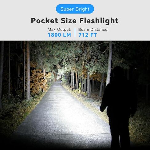 sofirn SC18 Rechargeable Flashlight 1800 High Lumens, Super Bright EDC Pocket Light with USB-C Charging, IP68 Waterproof Handheld Flashlight for Camping, Hiking, Dog Walking & Emergency in Kuwait