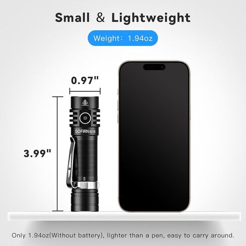 sofirn SC18 Rechargeable Flashlight 1800 High Lumens, Super Bright EDC Pocket Light with USB-C Charging, IP68 Waterproof Handheld Flashlight for Camping, Hiking, Dog Walking & Emergency in Kuwait