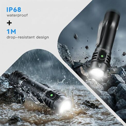 sofirn SC18 Rechargeable Flashlight 1800 High Lumens, Super Bright EDC Pocket Light with USB-C Charging, IP68 Waterproof Handheld Flashlight for Camping, Hiking, Dog Walking & Emergency in Kuwait