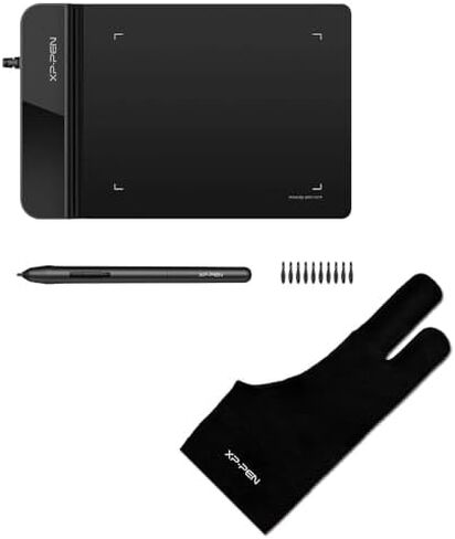 Drawing Tablet XPPen G430S OSU, Graphic Drawing Tablet & Professional Artist Glove 2-Fingers Glove (Size S) Black in Kuwait