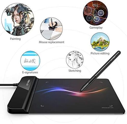 Drawing Tablet XPPen G430S OSU, Graphic Drawing Tablet & Professional Artist Glove 2-Fingers Glove (Size S) Black in Kuwait