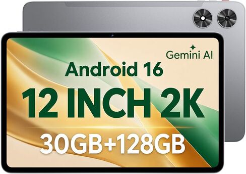 12 Inch Android 16 Tablet, 2K Display, 30GB RAM, 128GB Storage Expandable in Kuwait