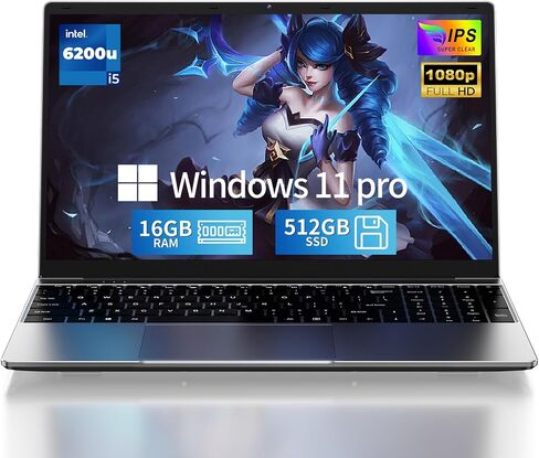 2026 Laptop Computer,15.6" FHD IPS,16GB RAM 512GB SSD,Windows 11 Pro,i5-6200U Up to 2.8GHz,Portable Laptop,Business Student Notebook,Backlit Keyboard,WiFi,BT 4.2,Mini HDMI,TF Card,2-Year Warranty in Kuwait