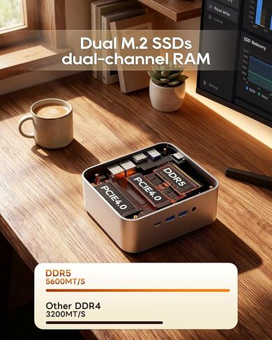 AOOSTAR MACO AMD Ryzen 9 8945HS Mini PC (8C/16T, up to 5.2GHz), Radeon 780M, Barebone (No RAM/SSD/OS), OCuLink eGPU, Dual USB4, Dual 2.5G LAN, HDMI/DP, WiFi6, OpenCL Support — Mini Gaming Desktop in Saudi Arabia