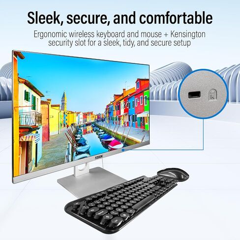 Fusion5 23.8" Full HD All in One PC Desktop Computer - 16GB RAM, 512GB SSD, i3-1215U 6-Core Processor up to 4.40 GHz, Windows 11, HDMI, USB 3.0 - AIO PC with Wireless Keyboard, Mouse, 3MP Web Camera in Kuwait