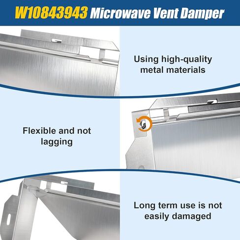 W10843943 Microwave Vent Damper Compatible with Whirlpool Kenmore Kitchenaid Maytag AMV2307PFB5 KHHC2090SBL0, Microwave Air Baffle Replace Parts W10748710 AP5988876 8205811 8205558 (W10843943) in Kuwait