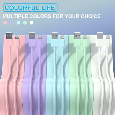 iGENJUN 5Pack iPhone Charger [MFi Certified], Dual Port USB Wall Charger Block Adapter with 6FT Lightning Cable Fast Charging Data Sync Cords for iPhone 14 13 12 11 Pro Max XR XS Plus-Multicolor in Kuwait