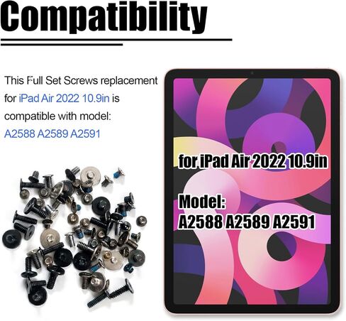Full Screw Set Replacement for iPad Air 5 5th Gen 10.9 Inch 2022 - Complete Internal Screws Repair Kit - Compatible with Model A2588 A2589 A2591 in Kuwait