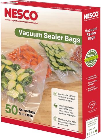 NESCO VS-06B 11" x 16" Bags, Compatible Vacuum sealers and Other Brands, Dishwasher Safe, Tear Resistant, Safe to Microwave, Boil, or Freeze in Kuwait