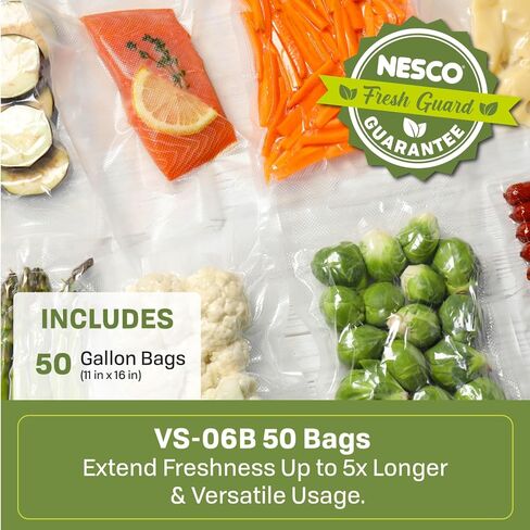 NESCO VS-06B 11" x 16" Bags, Compatible Vacuum sealers and Other Brands, Dishwasher Safe, Tear Resistant, Safe to Microwave, Boil, or Freeze in Kuwait