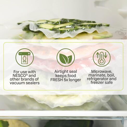 NESCO VS-06B 11" x 16" Bags, Compatible Vacuum sealers and Other Brands, Dishwasher Safe, Tear Resistant, Safe to Microwave, Boil, or Freeze in Kuwait