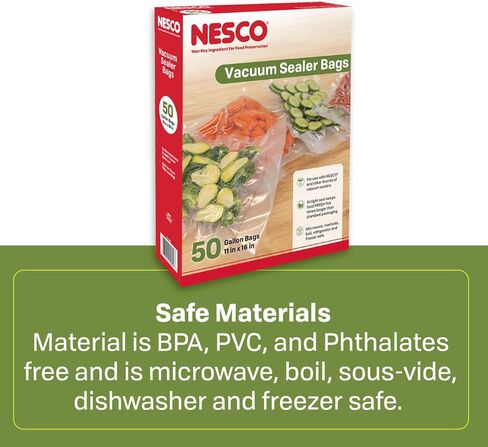 NESCO VS-06B 11" x 16" Bags, Compatible Vacuum sealers and Other Brands, Dishwasher Safe, Tear Resistant, Safe to Microwave, Boil, or Freeze in Kuwait