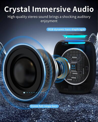 Oraolo Bluetooth Speaker, IPX7 Waterproof Portable Bluetooth Speaker with 15W Immersive Audio, 30H Playtime, LED Light, Bluetooth 5.3, Support TWS, Wireless Speakers for Outdoor Camping Home in Saudi Arabia