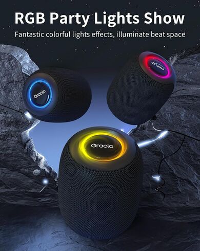 Oraolo Bluetooth Speaker, IPX7 Waterproof Portable Bluetooth Speaker with 15W Immersive Audio, 30H Playtime, LED Light, Bluetooth 5.3, Support TWS, Wireless Speakers for Outdoor Camping Home in Saudi Arabia