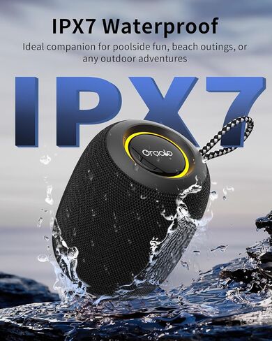 Oraolo Bluetooth Speaker, IPX7 Waterproof Portable Bluetooth Speaker with 15W Immersive Audio, 30H Playtime, LED Light, Bluetooth 5.3, Support TWS, Wireless Speakers for Outdoor Camping Home in Saudi Arabia