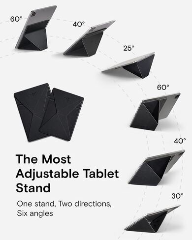 MOFT Snap Tablet Stand, Compatible for iPad mini 6/5/4/3/2/1 and 7.9"-9.7" Tablets,Adjustable, Foldable, Portable, Swith-Friendly with The Magic Keyboard and More, Jet Black in Saudi Arabia