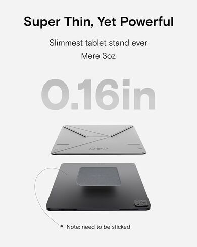 MOFT Snap Tablet Stand, Compatible for iPad mini 6/5/4/3/2/1 and 7.9"-9.7" Tablets,Adjustable, Foldable, Portable, Swith-Friendly with The Magic Keyboard and More, Jet Black in Saudi Arabia