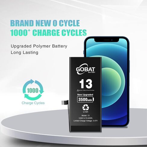 Replacement for iPhone 13 Battery,3500mAh High Capacity Battery for iPhone 13 Model (A2635 A2634 A2633 A2631 A2482) with Replacement Tool Kits in Kuwait