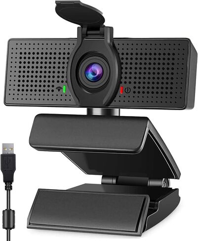 Webcam with Microphone & Privacy Cover, 1080p Streaming Computer Web Camera with Auto Light Correction, Plug and Play USB Webcam, Desktop Laptop PC Camera for Conference Video Calling Recording in Kuwait