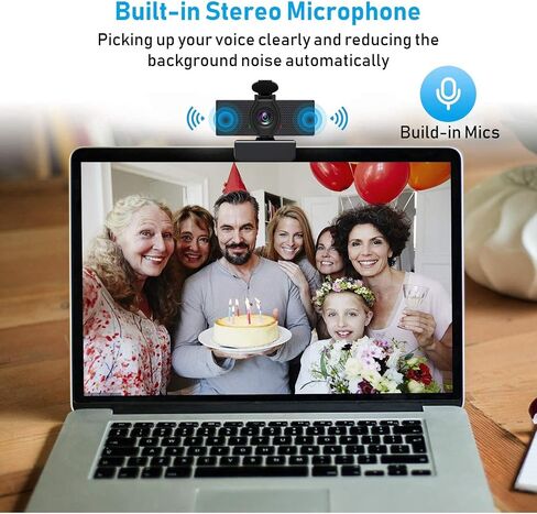 Webcam with Microphone & Privacy Cover, 1080p Streaming Computer Web Camera with Auto Light Correction, Plug and Play USB Webcam, Desktop Laptop PC Camera for Conference Video Calling Recording in Kuwait