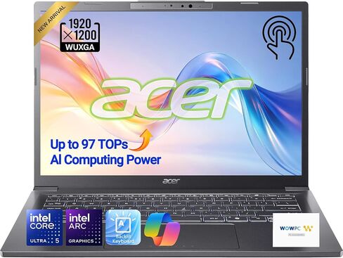 Acer Aspire 14 Copilot+ PC Laptop, Intel Core Ultra 5 226V AI Processor, 14" WUXGA Touch Display, 16GB LPDDR5X RAM, 512GB SSD, Intel Arc Graphics, Backlit Keyboard, Windows 11, w/WOWPC Bundle in Kuwait