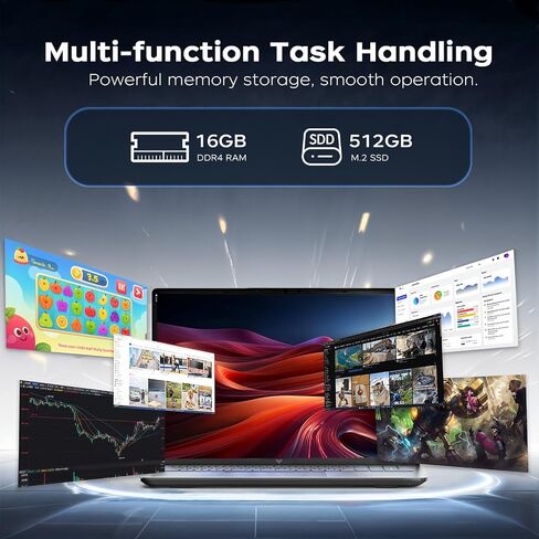KAIGERR Light Gaming Laptop, AMD Ryzen R2544 Processor(Up to 3.7GHz), 16inch Laptop Computer with 16GB DDR4 512GB SSD, Windοws 11 Laptop with 1920P FHD Display, WiFi, USB3.2, Type_C in Kuwait