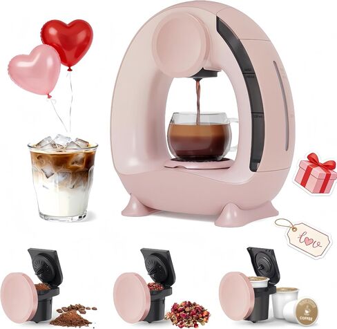 Single Serve Coffee Maker, 3-in-1 K-Cup Coffee Machine Compatible with Pods, Ground Coffee & Tea, Fast 20s One-Button Mini Coffee Maker 1400W, Compact Brewer for Home Office Dorm Room Kitchen (Grey) in Kuwait