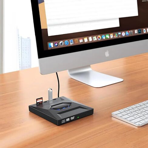 External CD DVD Drive with USB Hub & SD Card Slot, Portable DVD Burner USB 3.0/USB-C, 8X DVD 24x CD, Reader Writer for Windows 11/10/8/7, macOS, Linux, with Carrying Case in Kuwait