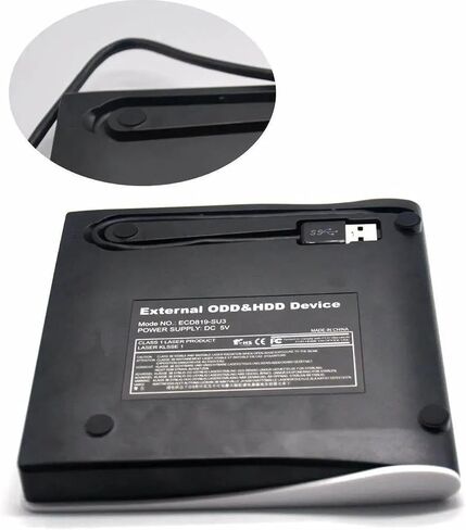 External DVD CD Drive Compatible for Laptop USB 3.0 External DVD-RW Player CD Drive, Optical Burner Writer Rewriter for Mac Computer Notebook Desktop PC Windows 7/8/10, Slim White in Kuwait